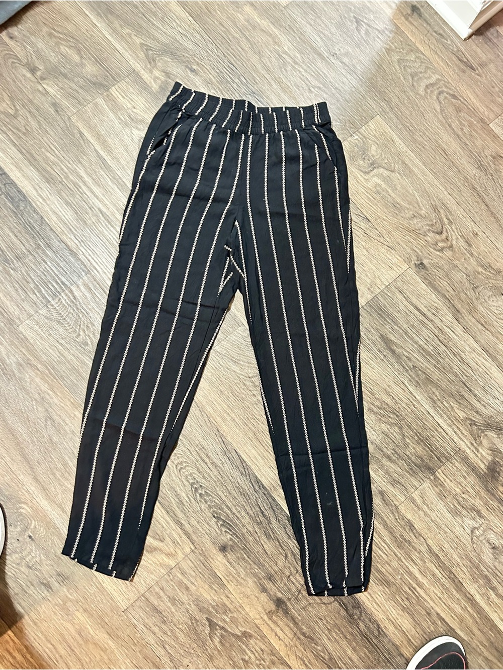 H&M Black Pants with White Zigzag Pinstripes
